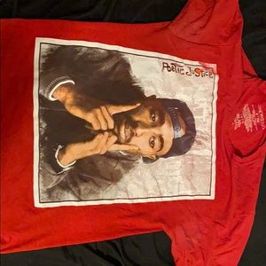 red tupac poetic justice shirt.